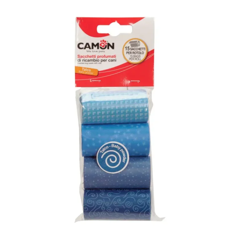 Пакети для прибирання за собакою з ароматом дитячої присипки CAMON, 4 рул/15 шт