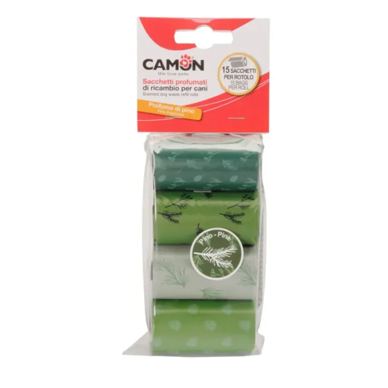 Пакети для прибирання за собакою з ароматом хвої CAMON, 4 рул/15 шт