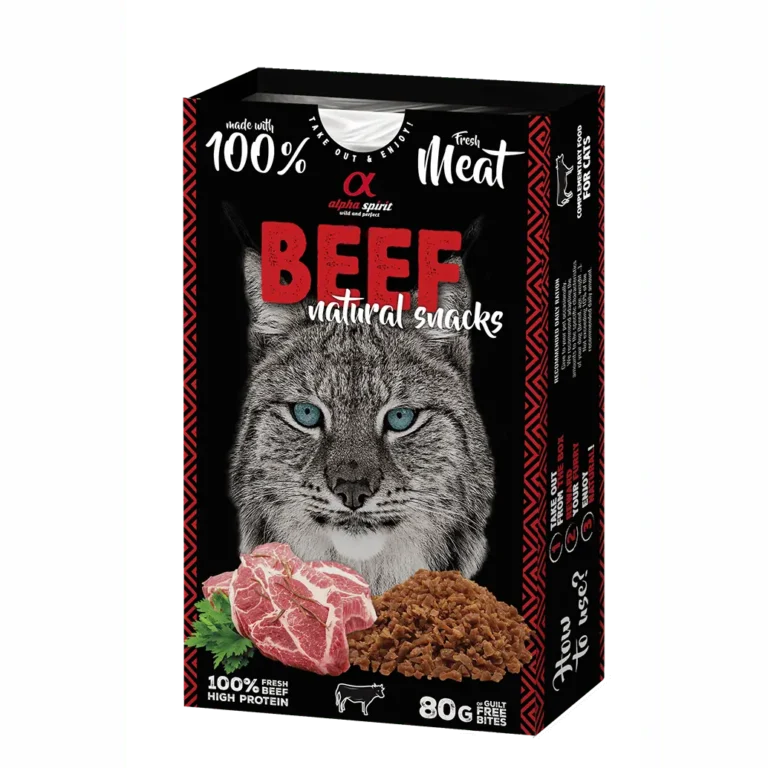 Напіввологі ласощі Alpha Spirit Cat Beef Natural Snacks з яловичиною для котів, 80 г