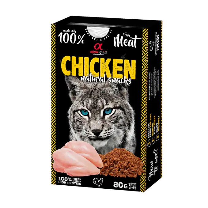 Напіввологі ласощі для дорослих котів ALPHA SPIRIT Chicken Natural Snacks з куркою, 80 г