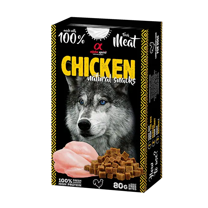 Напіввологі ласощі для дорослих собак Alpha Spirit Natural Snacks з куркою, 80 г