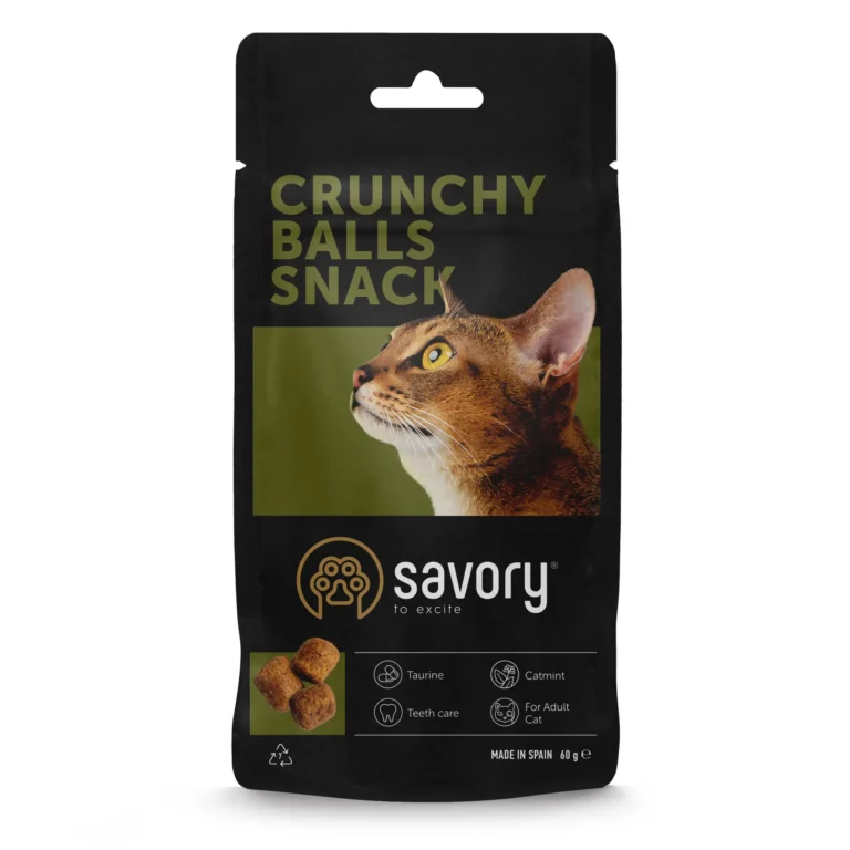 Хрумкі ласощі для дорослих вибагливих котів Savory Cats Snacks Crunchy Balls кульки з котячою м'ятою, 60 г