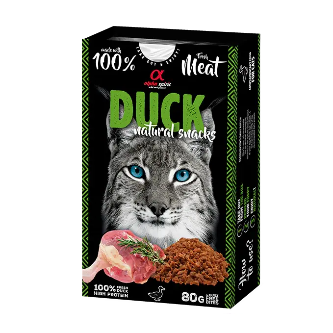 Напіввологі ласощі для дорослих котів Alpha Spirit Duck Natural Snacks з качкою, 80 г
