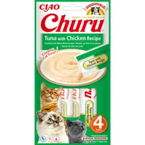 Ласощі INABA Churu з тунцем і куркою для котів, 4 шт по 14 г
