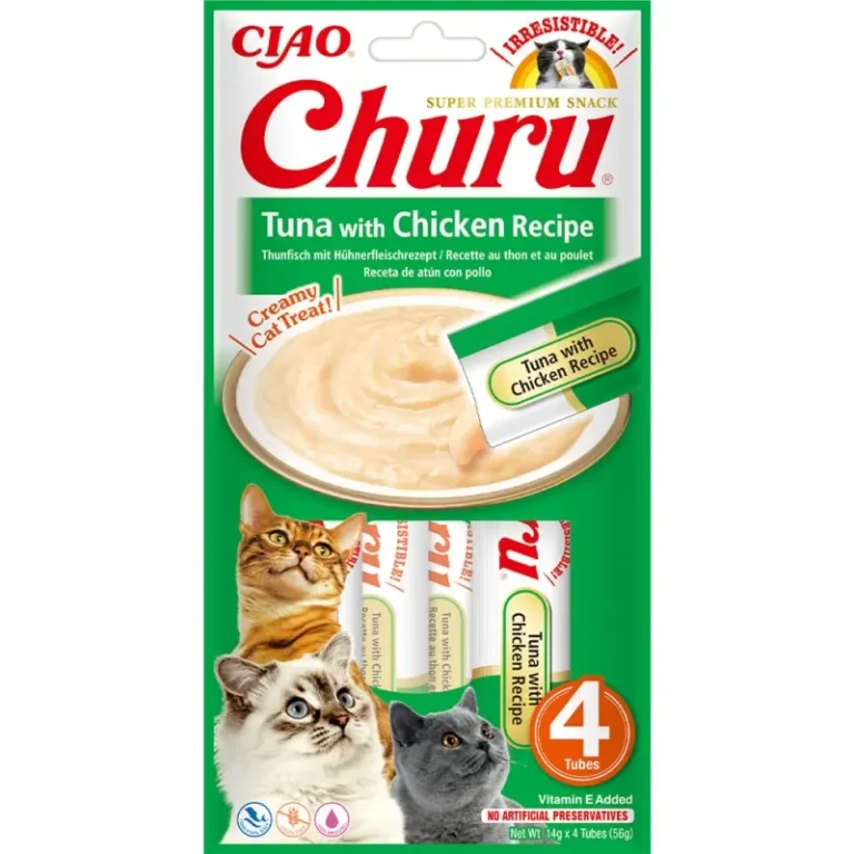 Ласощі INABA Churu з тунцем і куркою для котів, 4 шт по 14 г