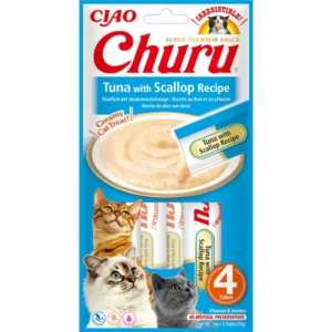 Ласощі INABA Churu з тунцем і морським гребінцем для котів, 4 шт по 14 г