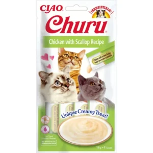 Ласощі INABA Churu з куркою і морським гребінцем для котів, 4 шт