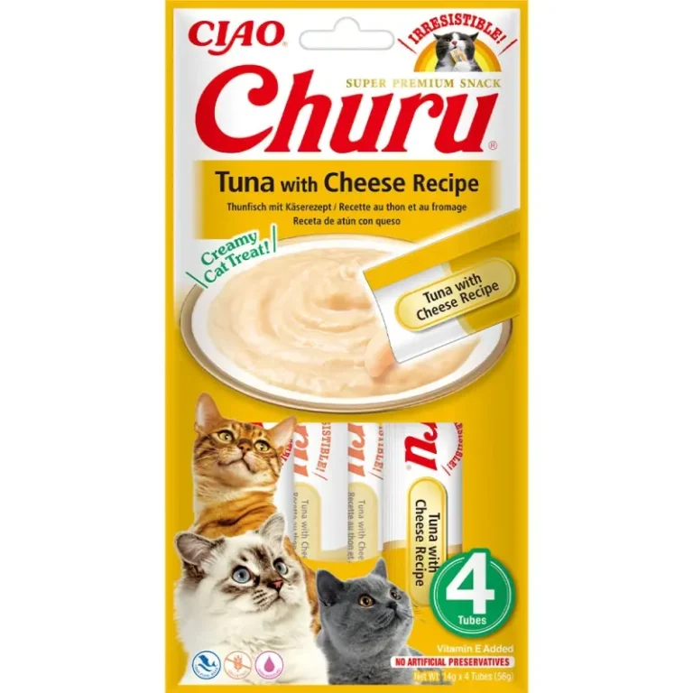 Ласощі INABA Churu з тунцем і сиром для котів, 4 шт по 14 г