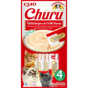 Ласощі INABA Churu з тунцем і крабом для котів, 4 шт по 14 г