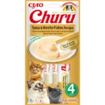 Ласощі INABA Churu з тунцем і пластівцями боніто для котів, 4 шт по 14 г