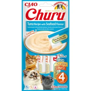 Ласощі INABA Churu з тунцем і морепродуктами для котів, 4 шт по 14 г