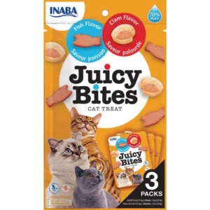 Ласощі INABA Juicy Bites з рибою і молюсками для котів, 3 шт по 11,3 г
