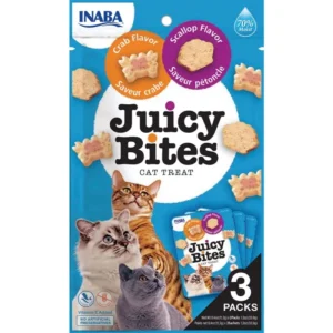 Ласощі для котів Inaba "Juicy Bites" з морським гребінцем і крабом, 3 шт по 11,3 г