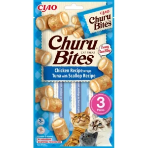 Ласощі INABA Churu Bites подушечки з куркою, тунцем і морським гребінцем для котів, 3 шт по 10 г