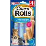 Ласощі INABA Churu Rolls з куркою, тунцем і морським гребінцем для котів, 4 шт по 10 г