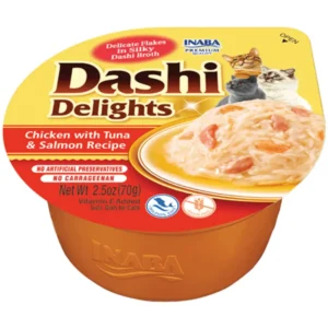 Ласощі INABA Dashi Delights з куркою, тунцем і лососем для котів, 70 г
