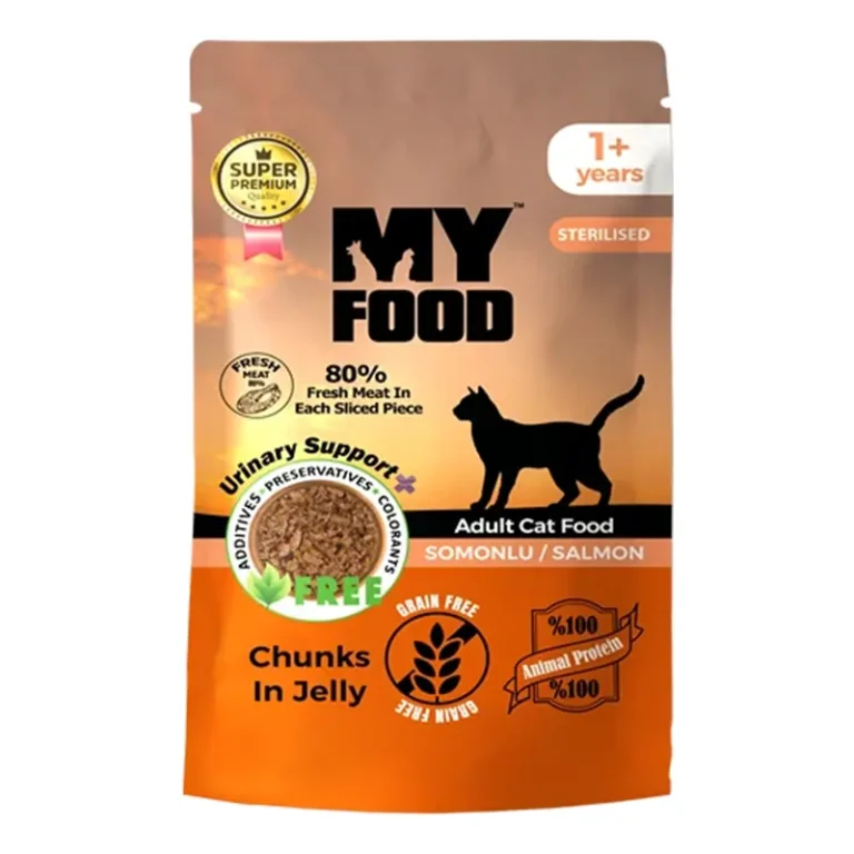 Вологий корм для стерилізованих котів My Food шматочки в желе з лососем 85 г