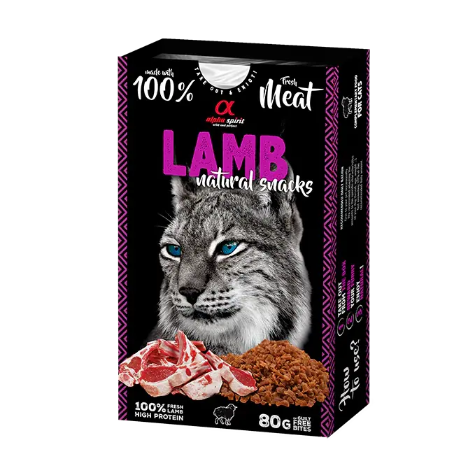 Напіввологі ласощі для дорослих котів Alpha Spirit Snack Lamb з ягням, 80 г