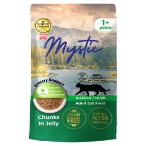 Вологий корм Mystic шматочки в желе з лососем для стерилізованих котів, 85 г