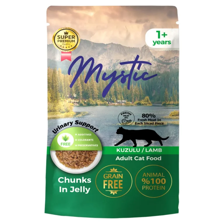 Вологий корм для котів Mystic шматочки в желе з ягням 85 г