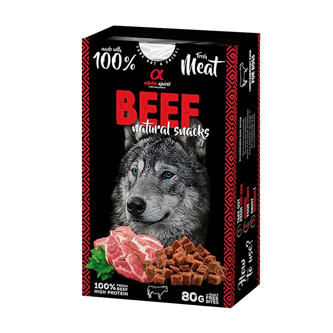 Напіввологі ласощі для дорослих собак Alpha Spirit Natural Snacks з яловичиною, 80 г