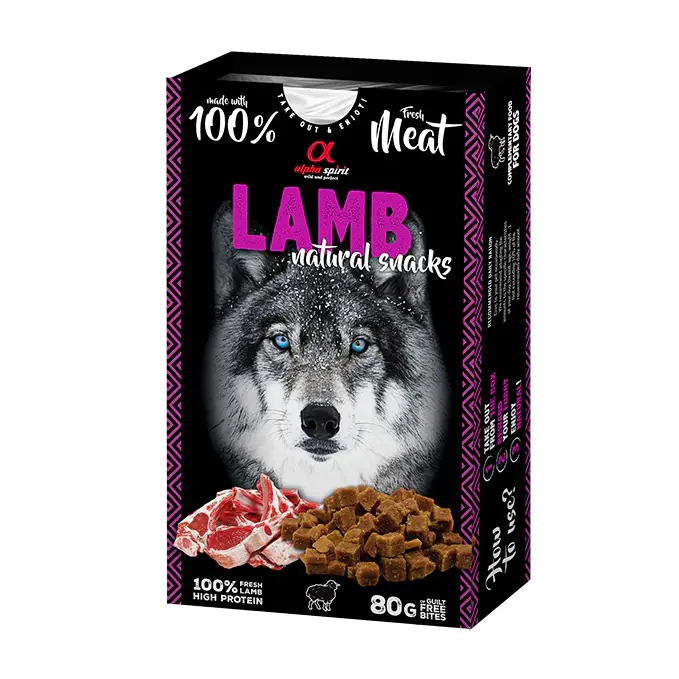 Напіввологі ласощі для дорослих собак Alpha Spirit Natural Snacks з ягням, 80 г