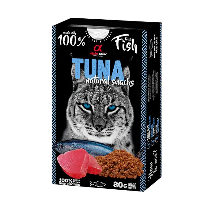 Напіввологі ласощі для дорослих котів Alpha Spirit Natural Snacks з тунцем, 80 г