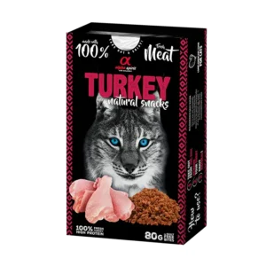 Напіввологі ласощі для дорослих котів Alpha Spirit Natural Snacks з індичкою, 80 г