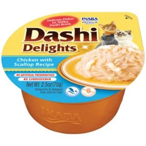 Ласощі INABA Dashi Delights з куркою і лососем у бульйоні для котів, 70 г