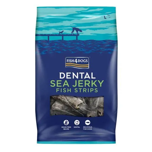 Натуральні ласощі для собак з 100% Шкіри Білої Риби Fish4Dogs Sea Jerky Рибні смужки, 500 г