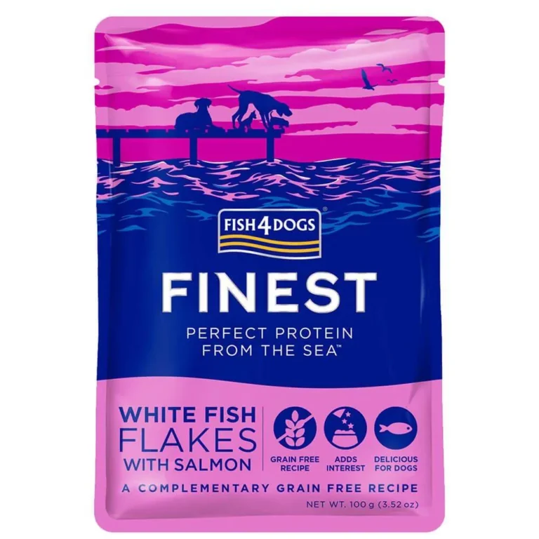 Вологий корм Fish4Dogs Finest з білою рибою та лососем для собак, 100 г