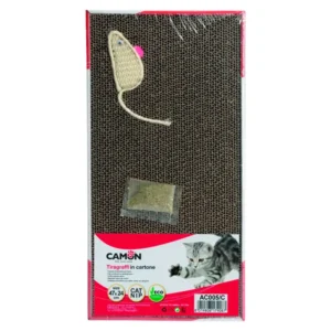 Дряпка Cardboard Maxi CAMON для котів з гофрованого картону з мишкою, 47×24 см