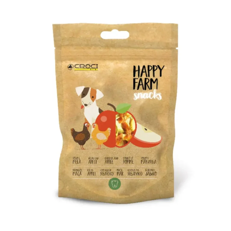 Ласощі Croci Happy Farm м'ясні снеки з куркою і яблуком для собак, 80 г