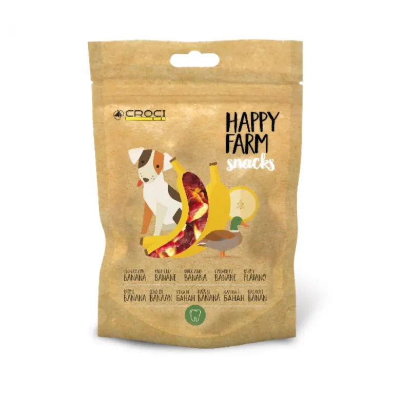 Ласощі Croci Happy Farm м'ясні снеки з качкою і бананом для собак, 80 г