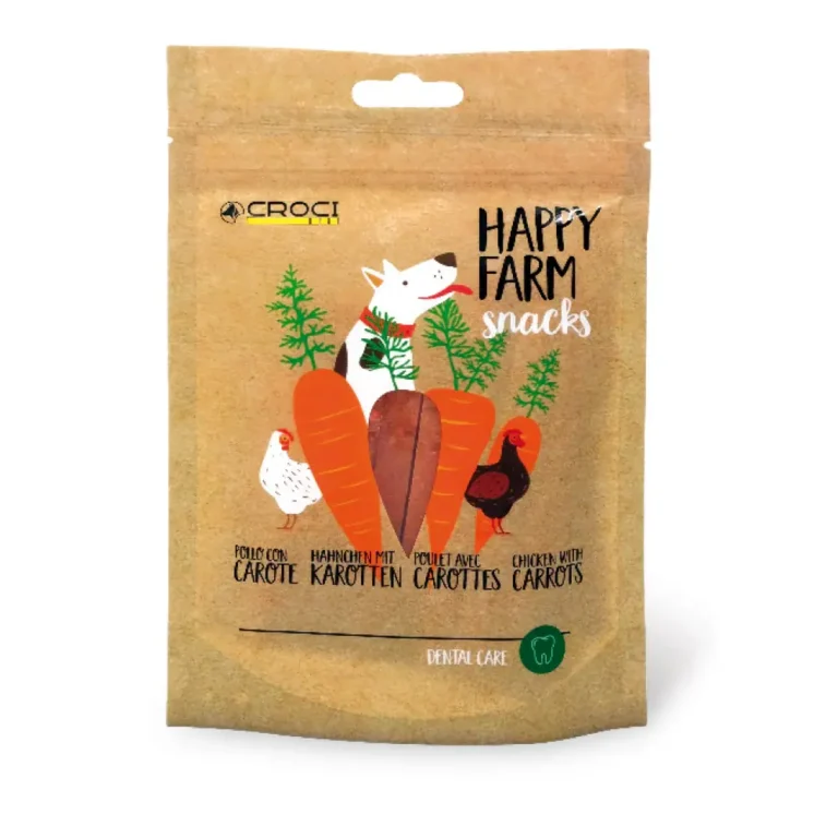 Ласощі для собак HAPPY FARM CROCI м'ясні снеки з куркою та морквою, 80 г