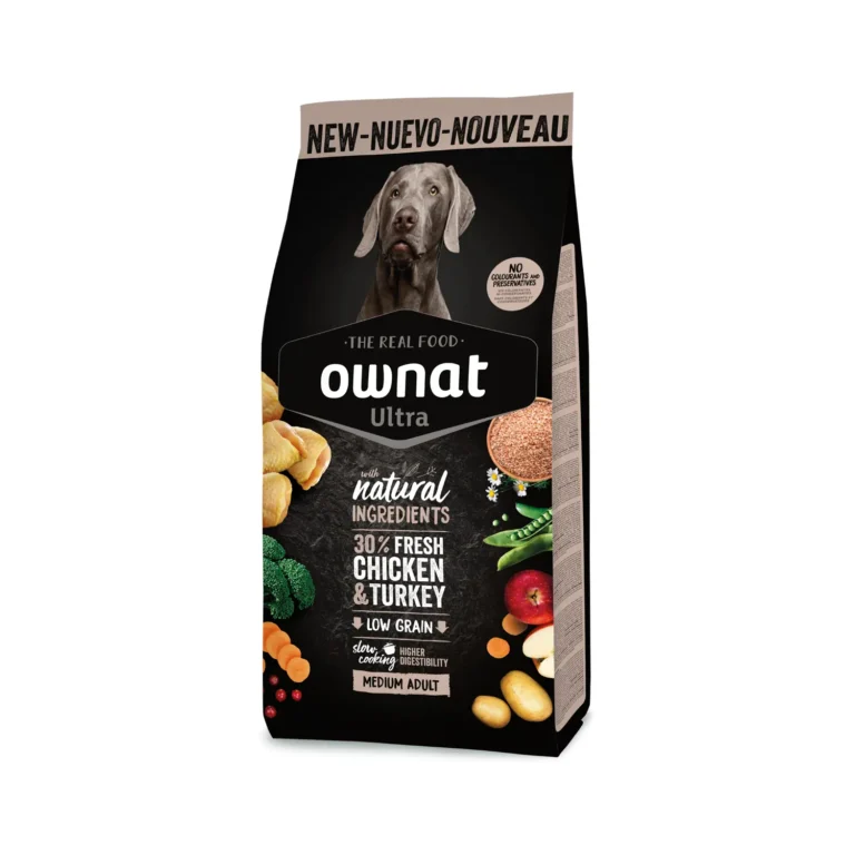 Низькозерновий корм для собак середніх порід OWNAT ULTRA MEDIUM ADULT з куркою та індичкою
