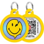 Адресник WAUDOG Smart ID з QR паспортом, малюнок "Смайли на блакитному"