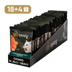 Вологий корм Savory для кошенят з лососем, 85 г (18+4 шт)