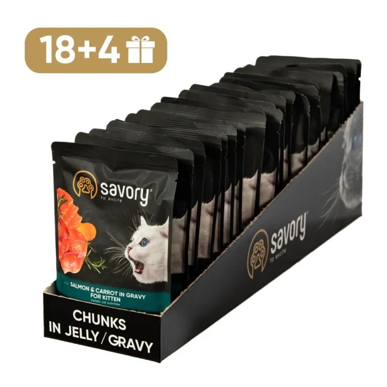 Вологий корм Savory для кошенят з лососем, 85 г (18+4 шт)
