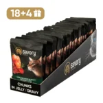 Вологий корм Savory для дорослих котів з ягням, 85 г (18+4 шт)