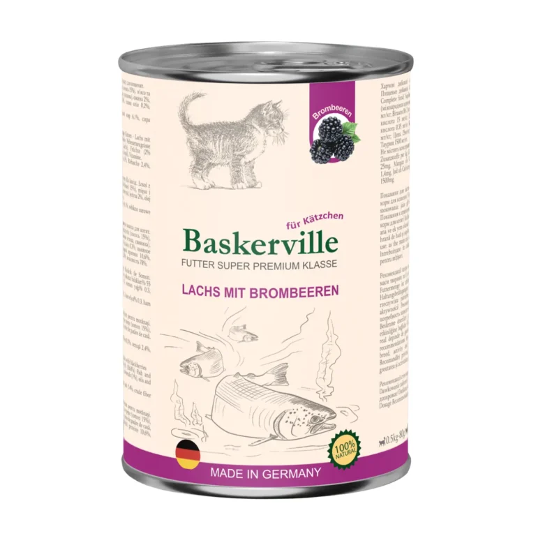 Вологий корм для кошенят Baskerville з лососем і ожиною, 400 г