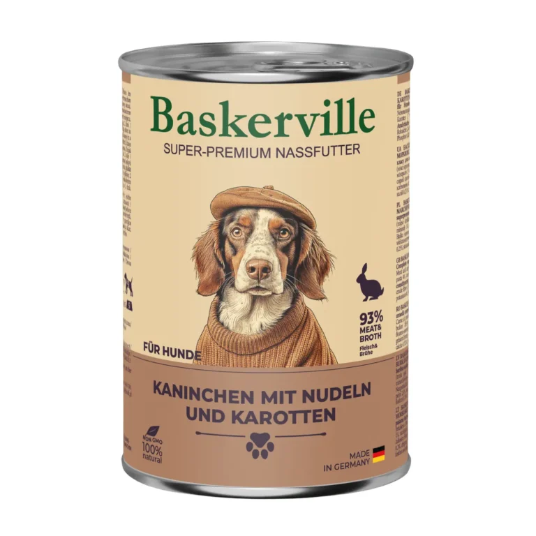 Вологий корм для собак Baskerville з кроликом, вермішеллю та морквою