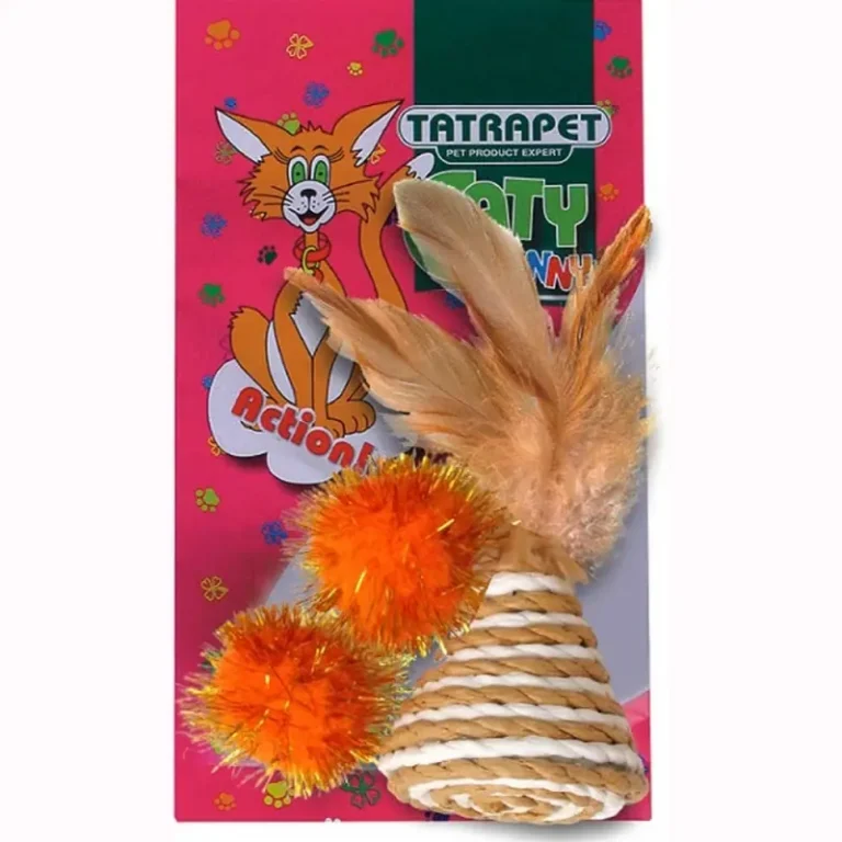 Іграшка TATRAPET Caty Funny конус з пір'ям і 2 м'ячика для котів, 3.5-5 см