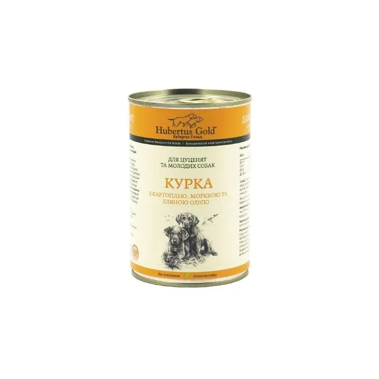 Вологий корм Hubertus Gold для цуценят з куркою, 400 г