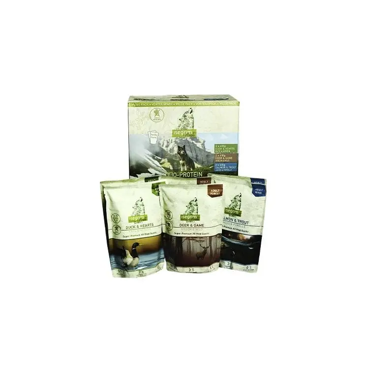 Вологий корм для собак Isegrim Roots Multipack набір duo-протеїнових паучів, 6x410 г