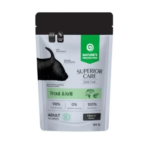 Вологий корм Nature's Protection Superior Care Dark Coat для собак з фореллю і крилем, 85 г