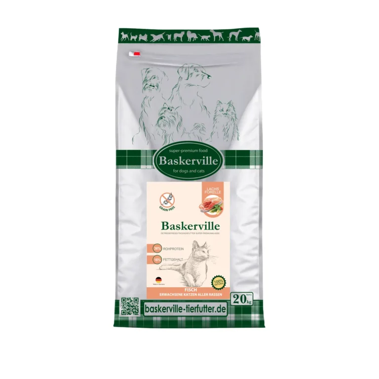 Сухий корм Baskerville Adult з лососем, фореллю і птицею для котів, 20 кг