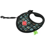 Повідець-рулетка для собак WAUDOG R-leash з контейнером для пакетів, малюнок "Луска"