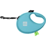 Повідець-рулетка для собак WAUDOG R-leash з контейнером для пакетів, світловідбивна стрічка, блакитна