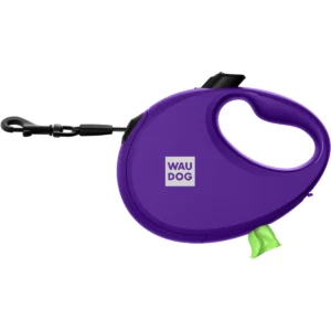 Повідець-рулетка Waudog R-leash світловідбивна фіолетова для собак